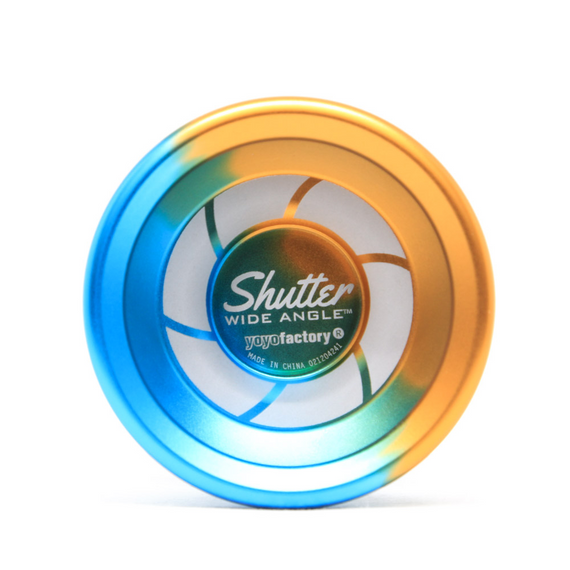 Kovové yoyo pro pokročilé YoYoFactory Shutter Wide Angle Splash Orange and Turquoise