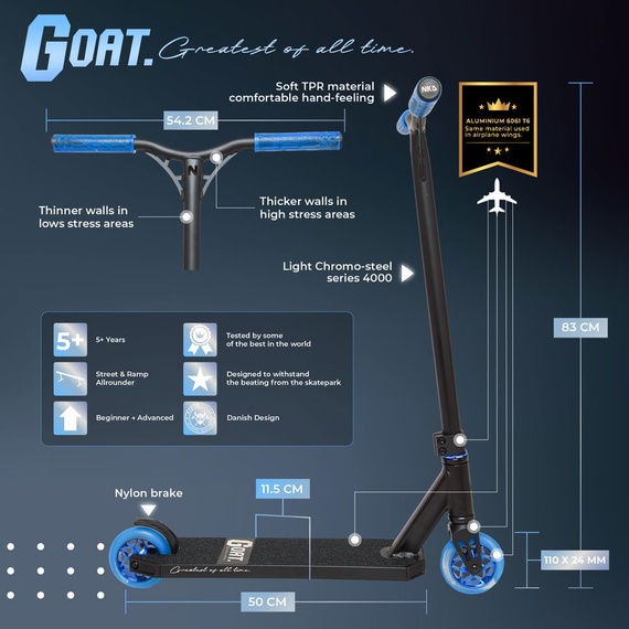 NKD GOAT Stunt scooter Black Reflex wys. 83 cm