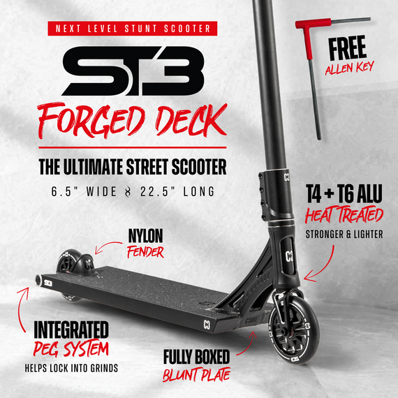 CORE CD1 Kompletní kaskadérská koloběžka červená/černá wys. 81 cm