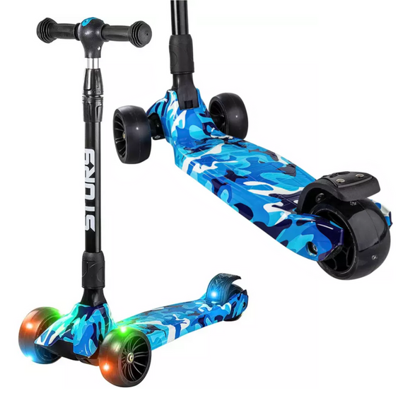 Příběh Lil Crazy Kids Transport Scooter Army Blue