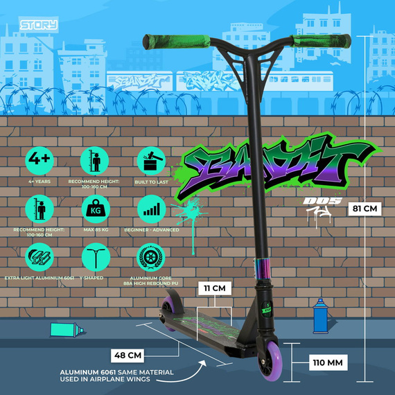 Story Bandit DOS Graffiti Neo Wys Performance Scooter. 81 cm
