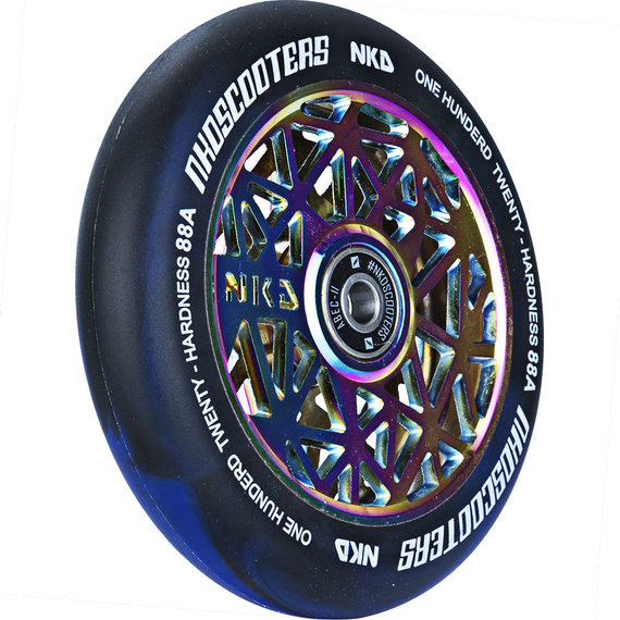 Kolečko pro koloběžku NKD Black Widow Blue and Rainbow 120 mm