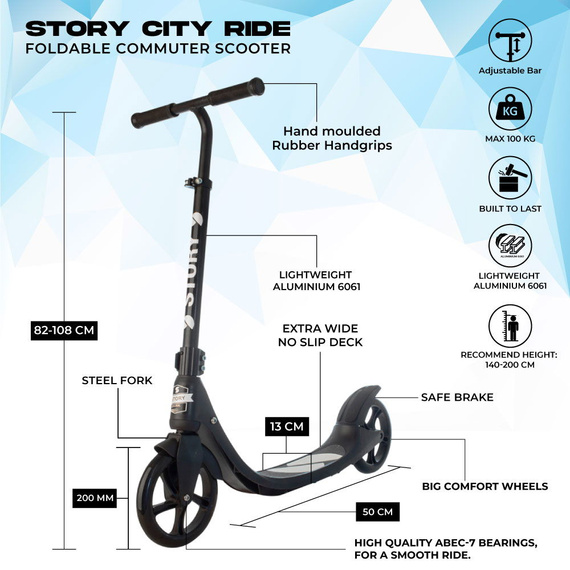 Hulajnoga miejska dla dorosłych STORY City Ride Czarny
