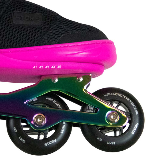 Story Motion Nastavitelné inline brusle Black Pink and Rainbow