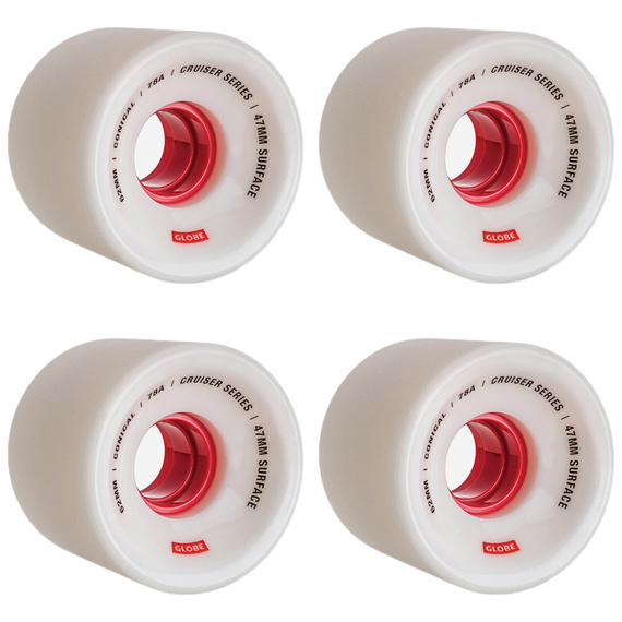 GLOBE Conical Cruiser Skateboard a Longboard Wheels White/Red 62 mm