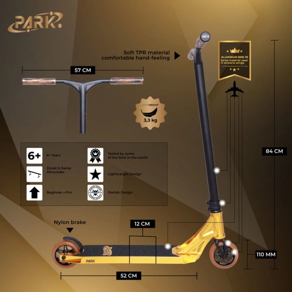 Výkonný skútr NKD Park Stunt Gold wys. 84 cm