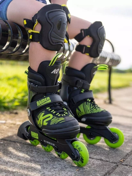Dětské nastavitelné kolečkové brusle K2 Raider Black and Lime