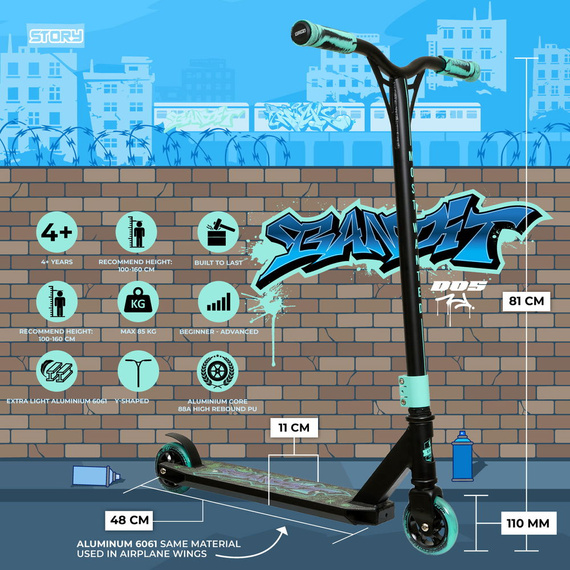 Příběh Bandit DOS Performance Scooter Mint Wys. 81 cm