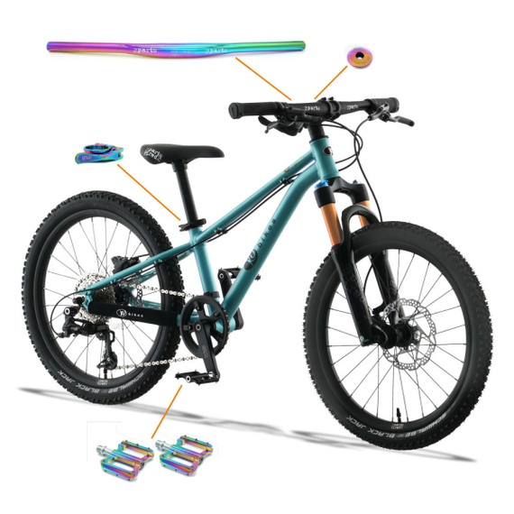 KUbikes 20S DISC Tyrkysové a duhové superlehké dětské kolo