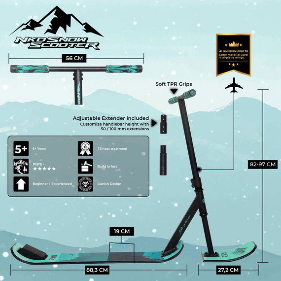 NKD SNOW Stunt Scooter Black-Mint wys. 82 - 92 cm
