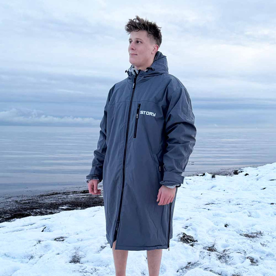 Poncho Ponczo Kurtka Story Change Robe Szary