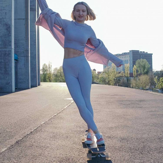 Longboard pro tanečníky NKX Geometric Olive Pink 112 cm