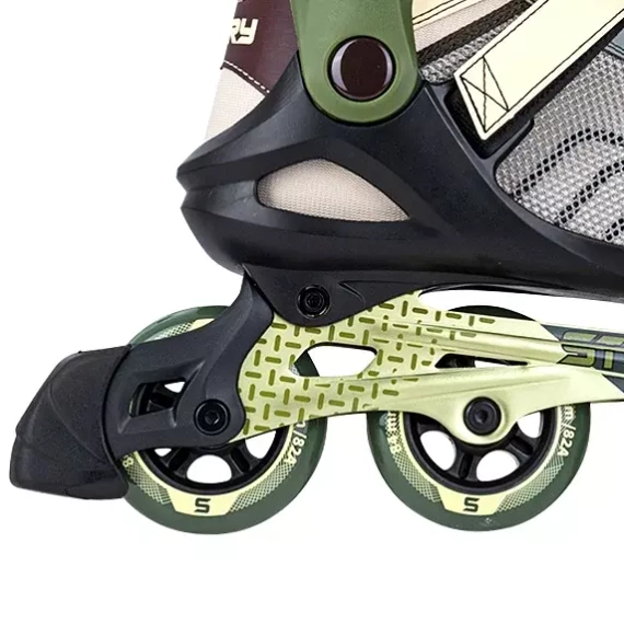 Univerzální kolečkové brusle Inline STORY Trust Army Green