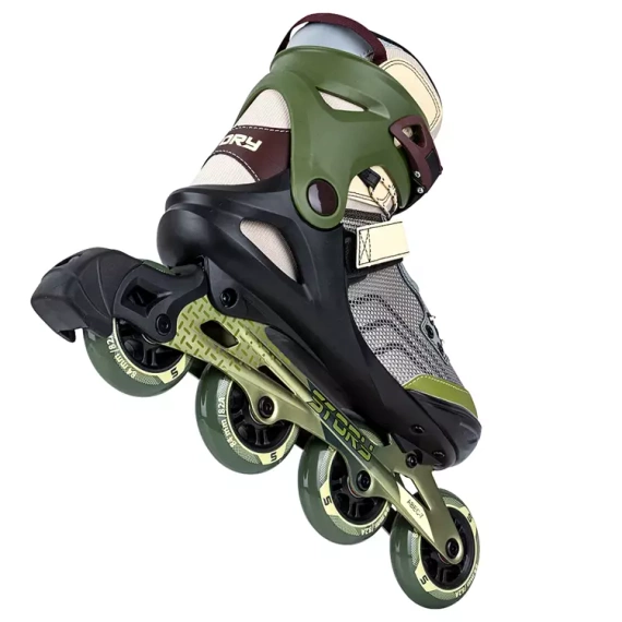 Univerzální kolečkové brusle Inline STORY Trust Army Green