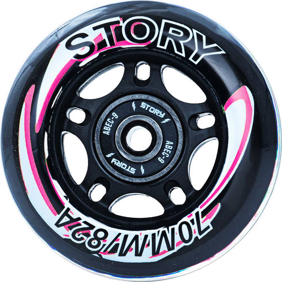 Story Inline brusle Rollerblade ložisková kolečka černá růžová 64 mm (8 ks).)