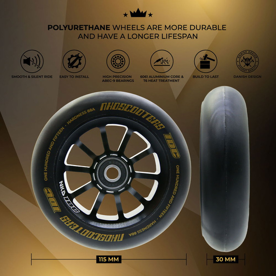 NKD IDC Stunt Scooter Wheels Black and Yellow 115 mm