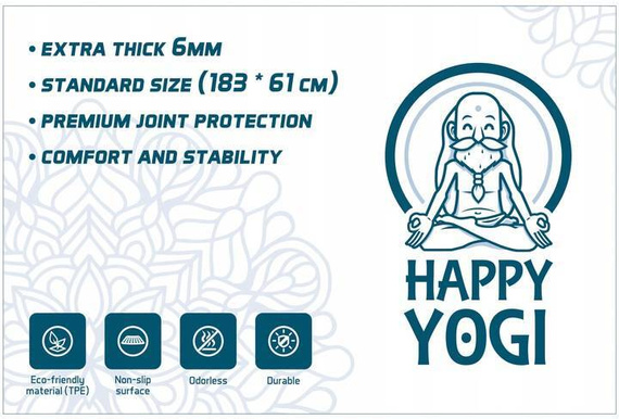 Happy Yoga Set: TPE 6 mm ECO protiskluzová podložka na jógu + 2x korkový blok na jógu