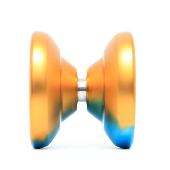 Kovové yoyo pro pokročilé YoYoFactory Shutter Wide Angle Splash Orange and Turquoise