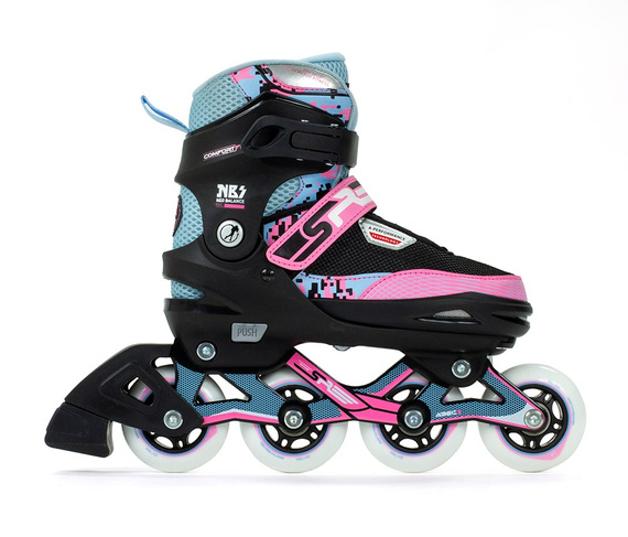 Dětské nastavitelné inline brusle SFR Pixel Blue-Pink