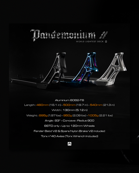 Platform Deck pro Ethic Pro Scooter Deck Pandemonium V2 460 mm Raw