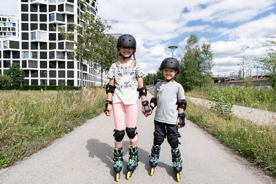 Dětské nastavitelné kolečkové brusle K2 Raider Pro Modrá a žlutá