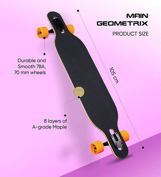 Longboard Drop-thru Symmetrical Main Geometrix Blue 105 cm