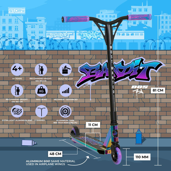 Story Bandit DOS Neo Wys Performance Scooter. 81 cm
