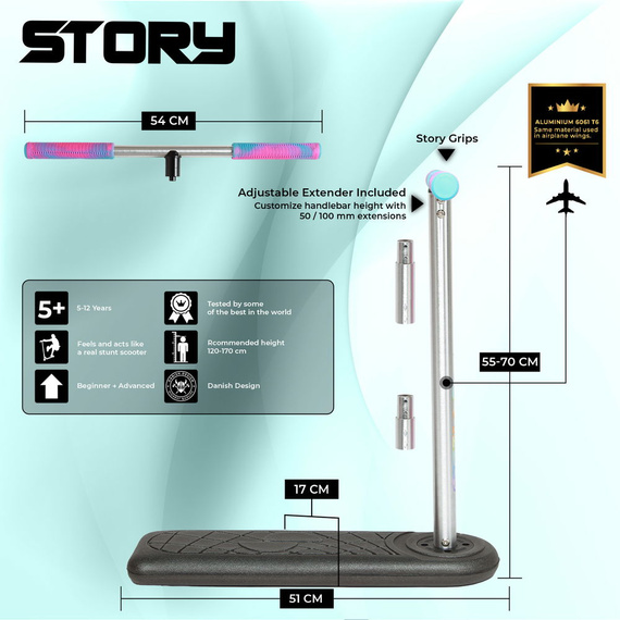 Trampolína Story Pro Scooter Black and Rainbow 61-71 cm