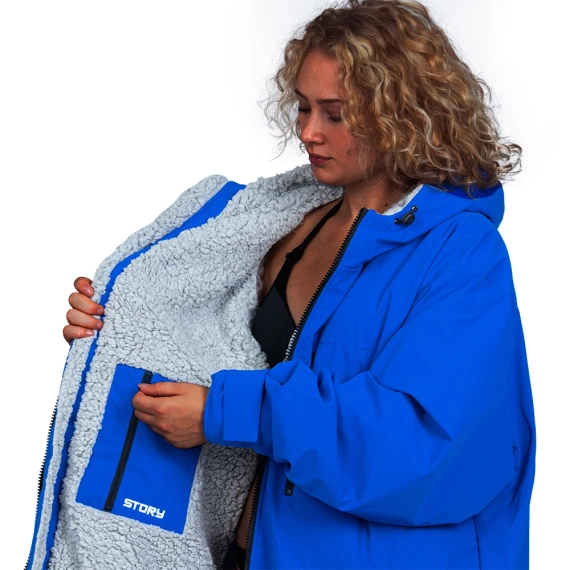 Poncho Ponczo Kurtka Story Change Robe Niebieski