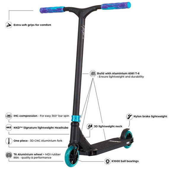 NKD Park Stunt koloběžka Černá a modrá wys. 84 cm