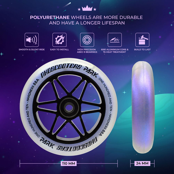 NKD Park Stunt Scooter Wheels Black and Silver 110 mm