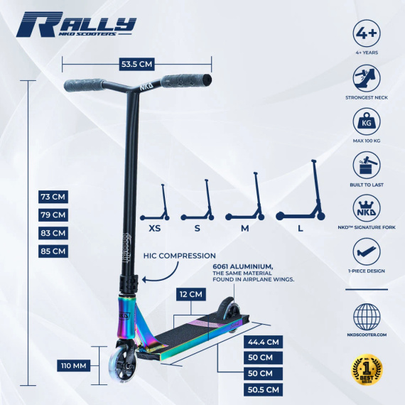 Hulajnoga Wyczynowa NKD Rally V4 Neochrome wys. 83 cm