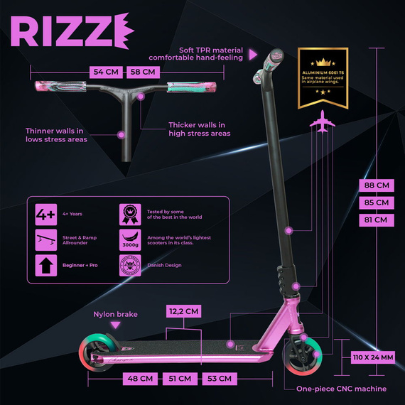 NKD RIZZ Stunt Scooter Purple 81 cm