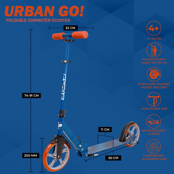 Přepravní koloběžka s velkými koly Story Urban GO! Námořnická modř