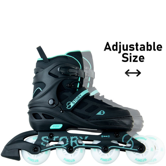 Story Fusion Nastavitelné inline brusle Mint LED