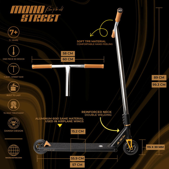 Výkonný skútr NKD Mono Black/Brown wys. 99,3 cm