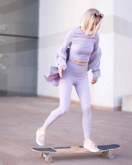 Longboard pro tanečníky NKX Geometric Olive Pink 112 cm