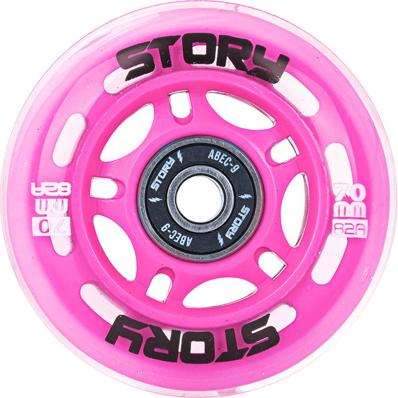 Story Inline brusle Kolečka růžová 64 mm (8 ks) s ložisky.)