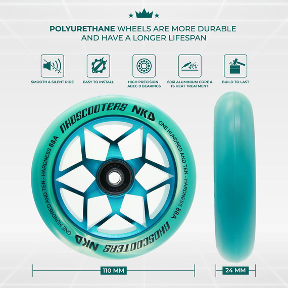NKD Goat Stunt Scooter Wheels Tyrkysová 110 mm