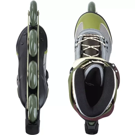 Univerzální kolečkové brusle Inline STORY Trust Army Green