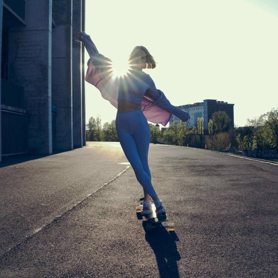 Longboard pro tanečníky NKX Geometric Olive Pink 112 cm