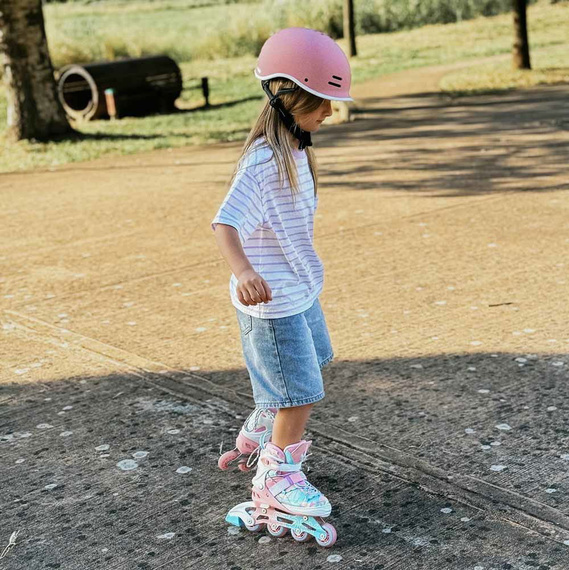 Story Spike Nastavitelné inline brusle Pink/Blue LED