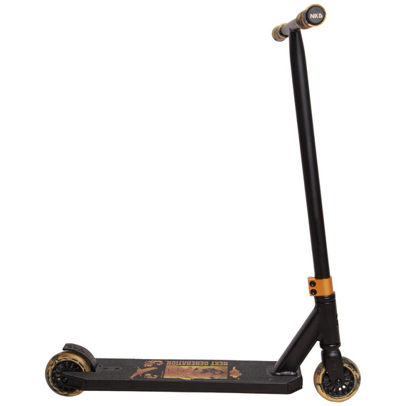 Hulajnoga Wyczynowa Aluminiowa Lekka dla młodych riderów NKD Next Generation Czarno-Złoty wys. 79,4 cm