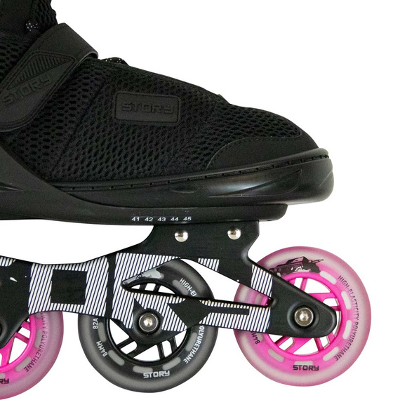 Rolki regulowane Story Motion Adjustable Inline Skates Czarno-Różowo-Czarny
