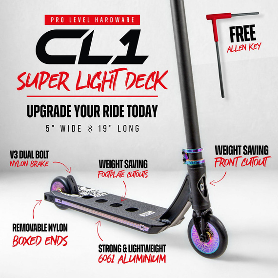 CORE CD1 Kompletní kaskadérská koloběžka červená/černá wys. 81 cm