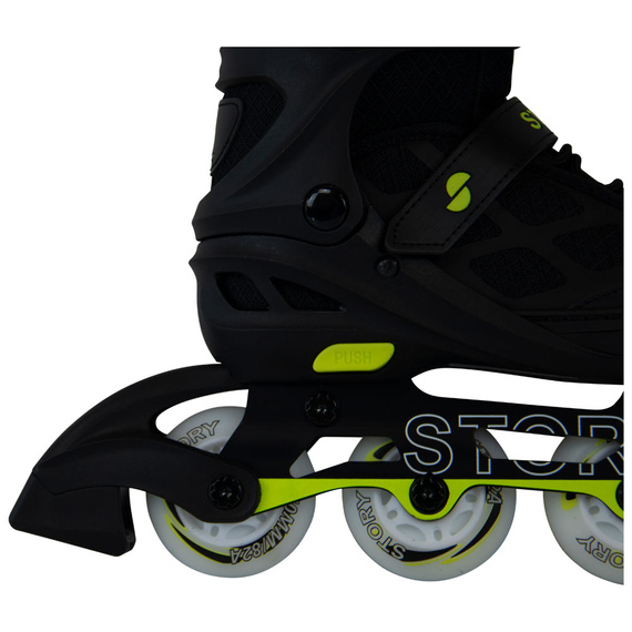 Story Midnight Nastavitelné inline brusle Černá a žlutá LED dioda