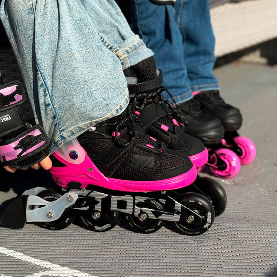 Story Motion Nastavitelné inline brusle Black Pink and Rainbow