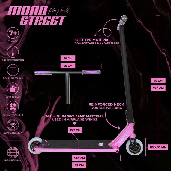 Výkonný skútr NKD Mono Purple wys. 89 cm