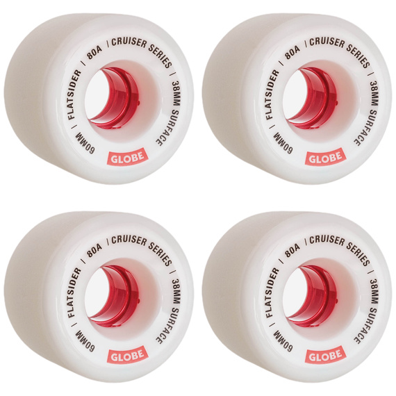 Kółka do deskorolki GLOBE Flatsider Cruiser Wheels Biały/Czerwony 60 mm