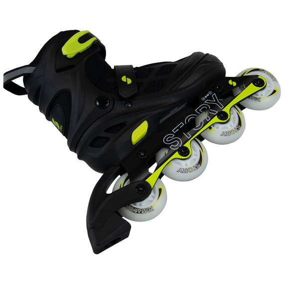 Story Midnight Nastavitelné inline brusle Černá a žlutá LED dioda